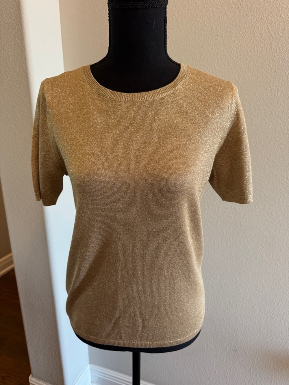 Ann Taylor Metallic Gold Short-Sleeve S NWT